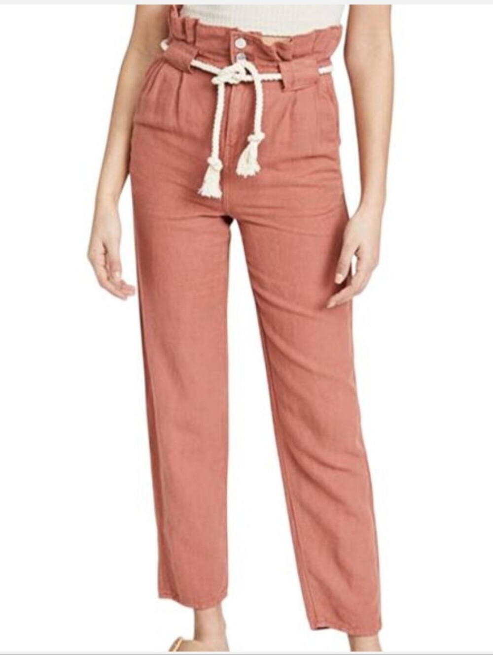 Veronica Beard Paperbag Waist High-Rise Pants in Terracotta 8